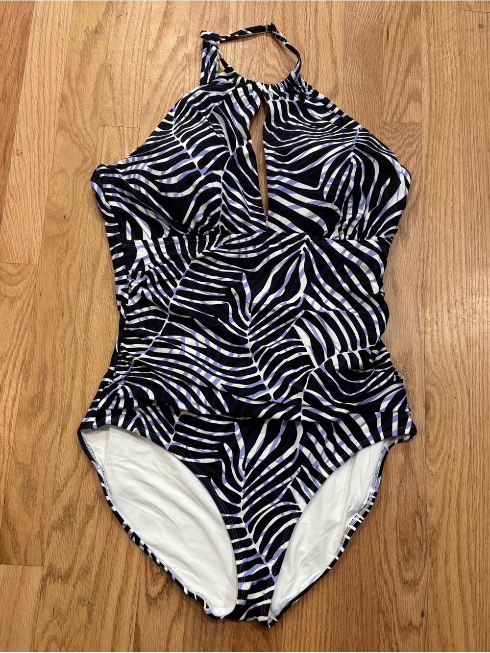 Women’s Blue & White Halter One-Piece Swimsuit’s